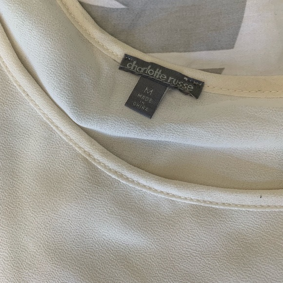 White Cropped Tank Top with Orange Detail - Picture 4 of 5